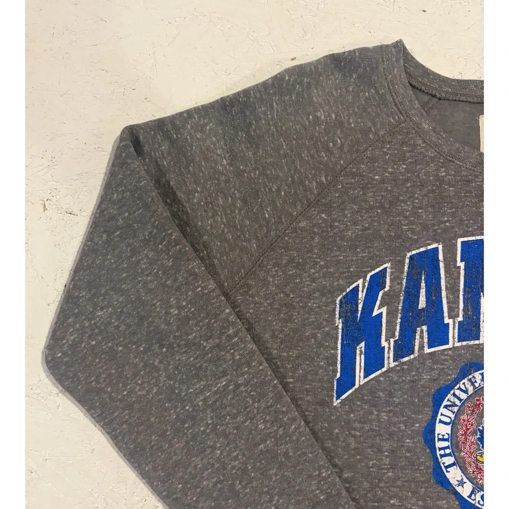 Pressbox Kansas Jayhawks Crewneck Sweatshirt Womens Large Gray Pullover Football